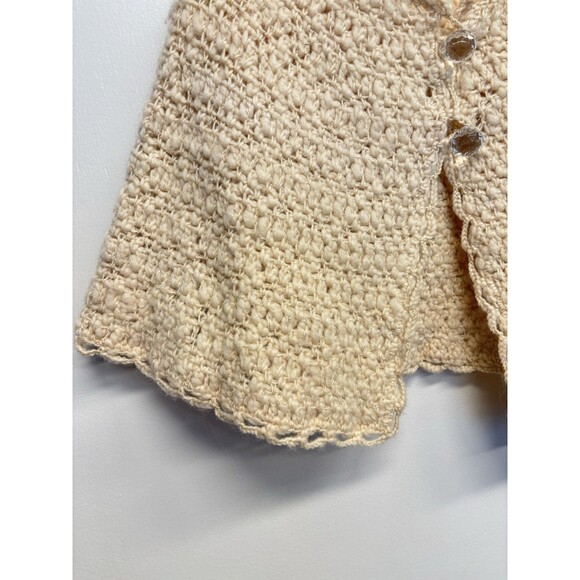 Anthropologie Hand Knit By Dollie Chunky Sweater Poncho Diamond Button OS - Picture 5 of 10